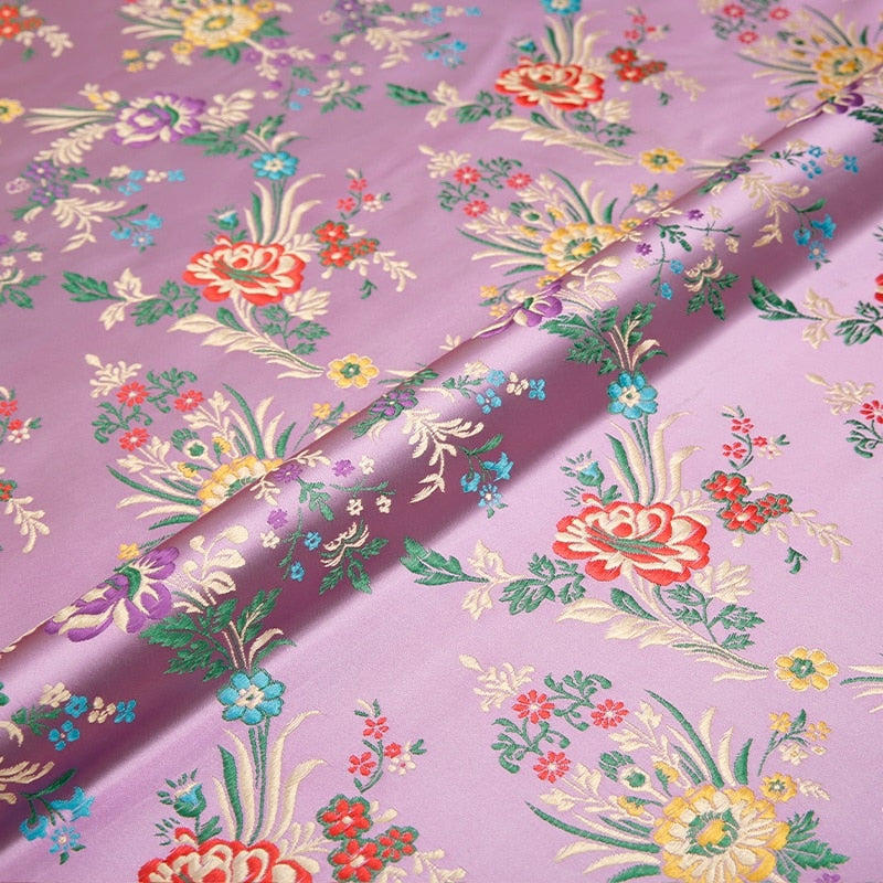 By Meter Satin Fabrics Flower Pattern Brocade Jacquard