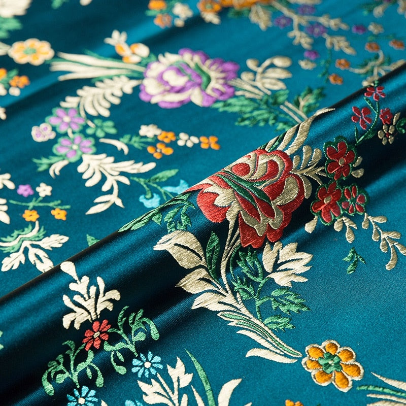 Brocade jacquard flower-pattern damask fabrics for silk satin