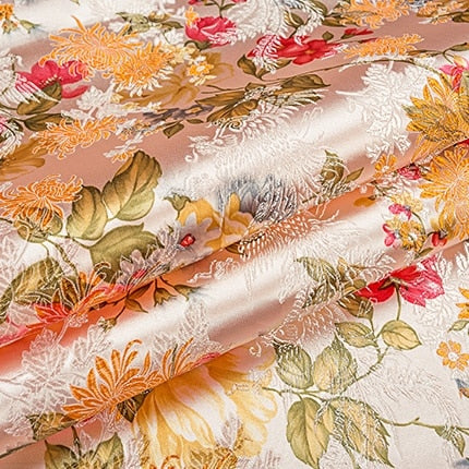 Flower Pattern Satin Fabrics Brocade Jacquard