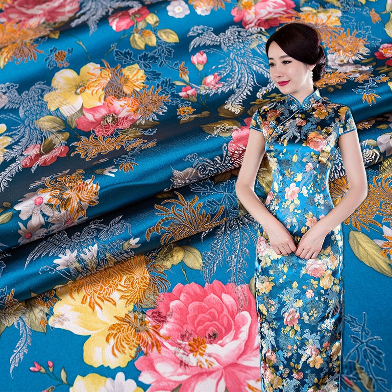 Flower Pattern Satin Fabrics Brocade Jacquard