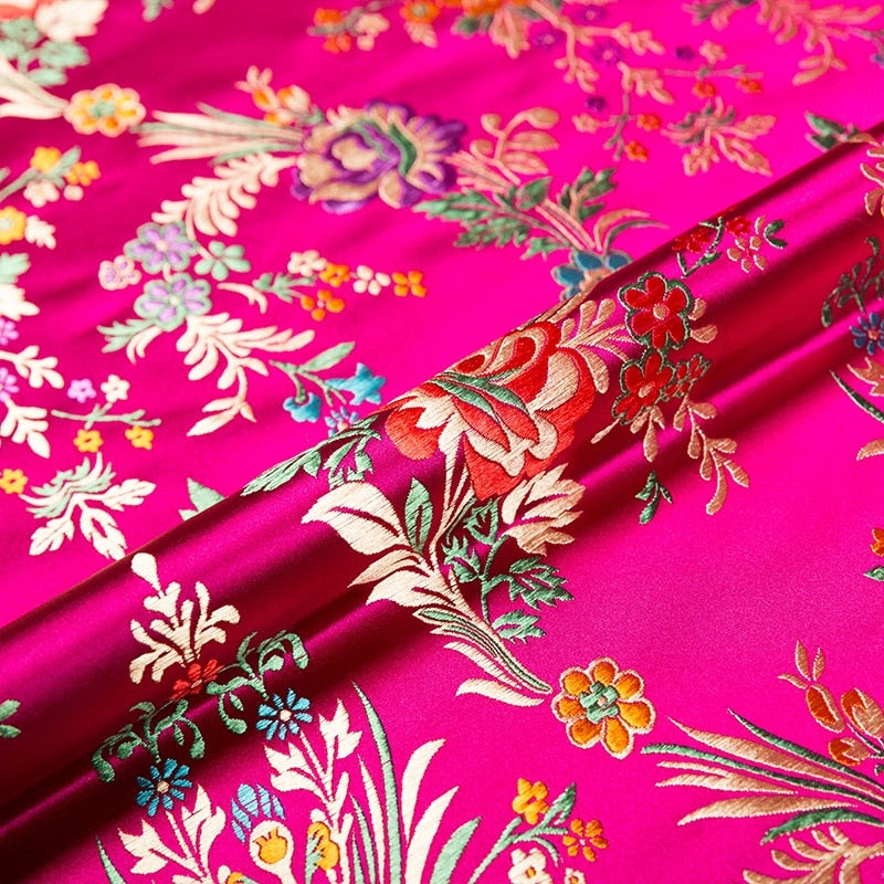 Brocade jacquard flower-pattern damask fabrics for silk satin – silkyamzltd