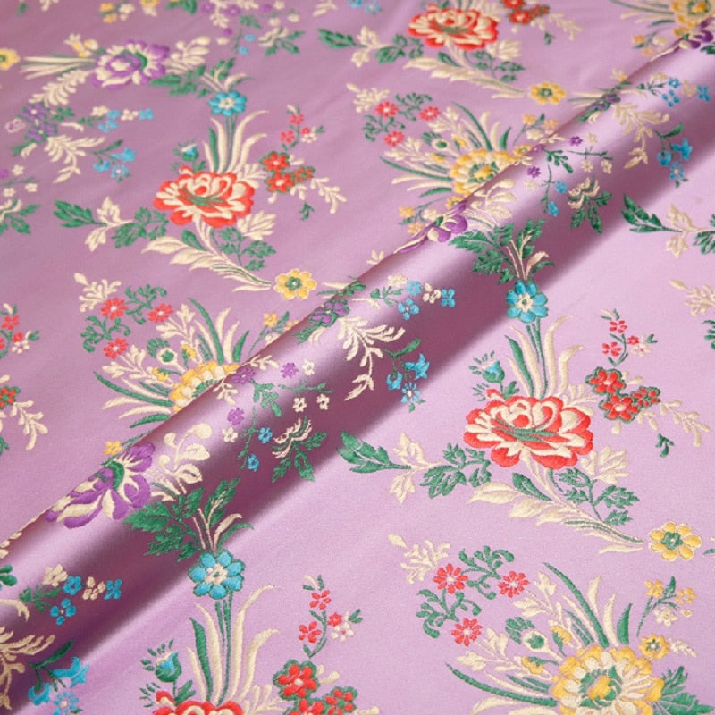 By Meter Satin Fabrics Flower Pattern Brocade Jacquard