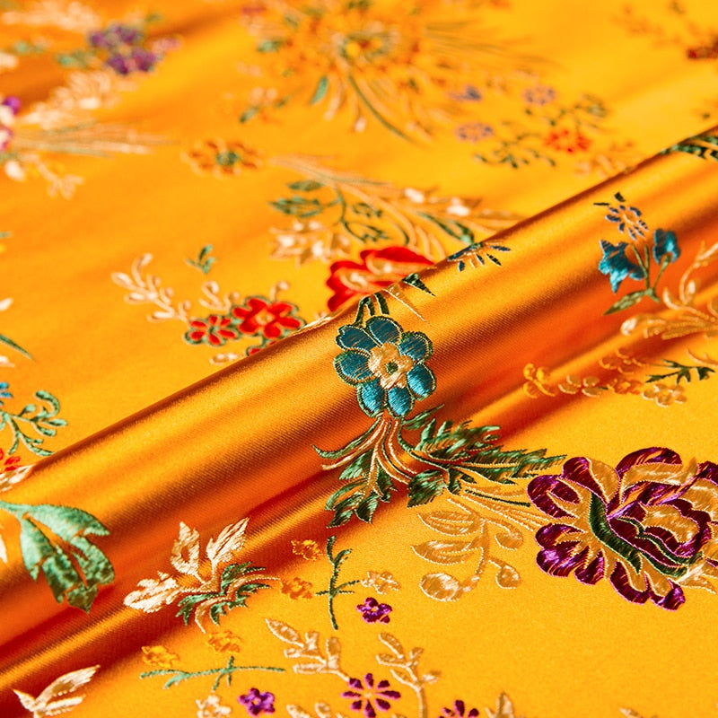 Brocade jacquard flower-pattern damask fabrics for silk satin