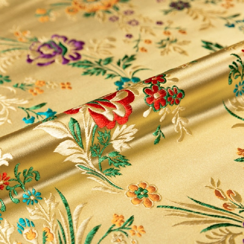 Brocade jacquard flower-pattern damask fabrics for silk satin