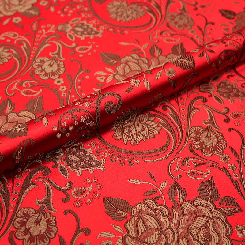 Brocade jacquard flower pattern damask fabrics by the yard