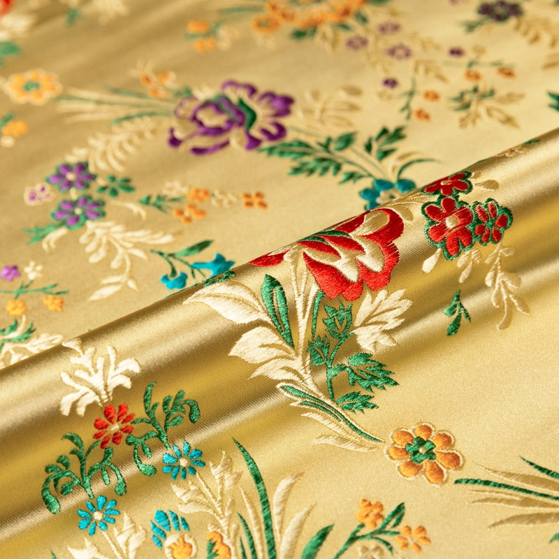 Brocade jacquard flower-pattern damask fabrics for silk satin