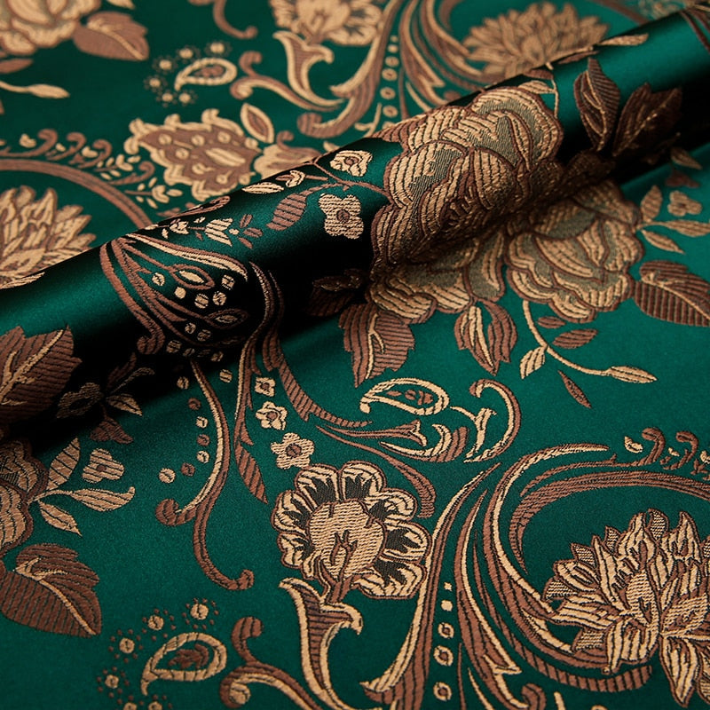 Brocade jacquard flower pattern damask fabrics by the yard