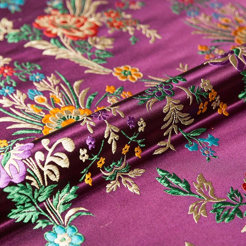 Brocade jacquard flower-pattern damask fabrics for silk satin