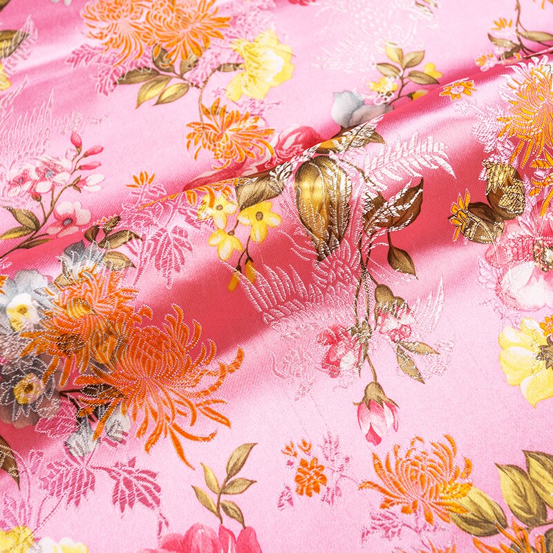 Flower Pattern Satin Fabrics Brocade Jacquard