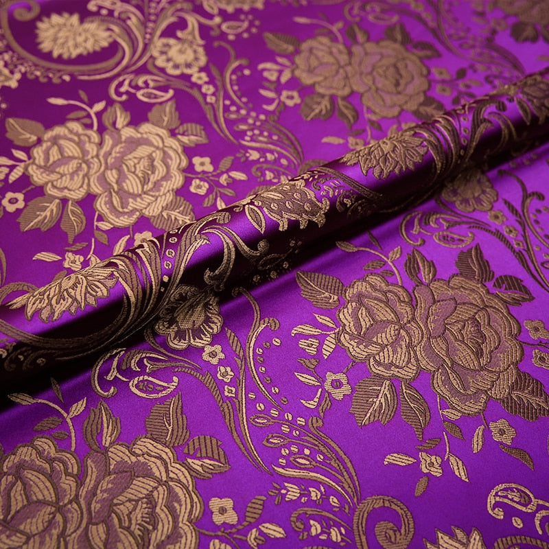 Brocade jacquard flower pattern damask fabrics by the yard