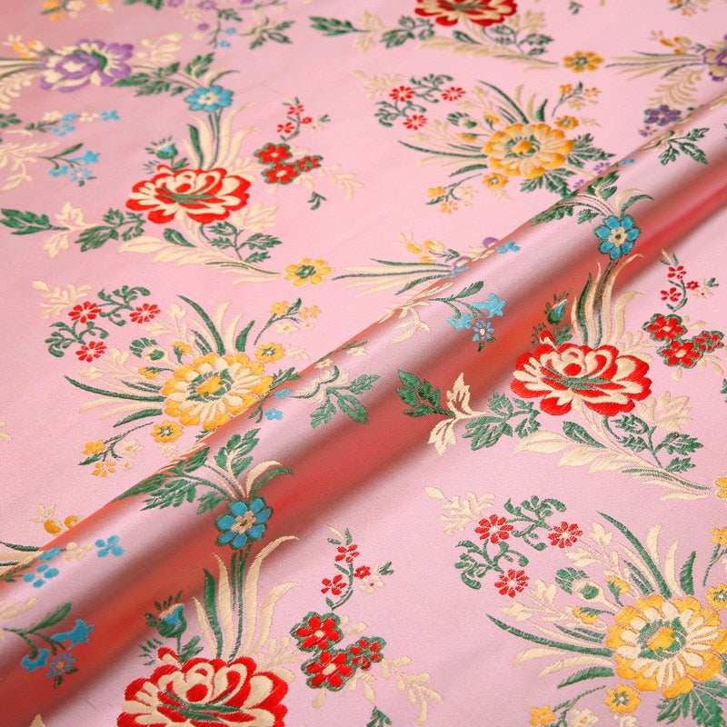 By Meter Satin Fabrics Flower Pattern Brocade Jacquard