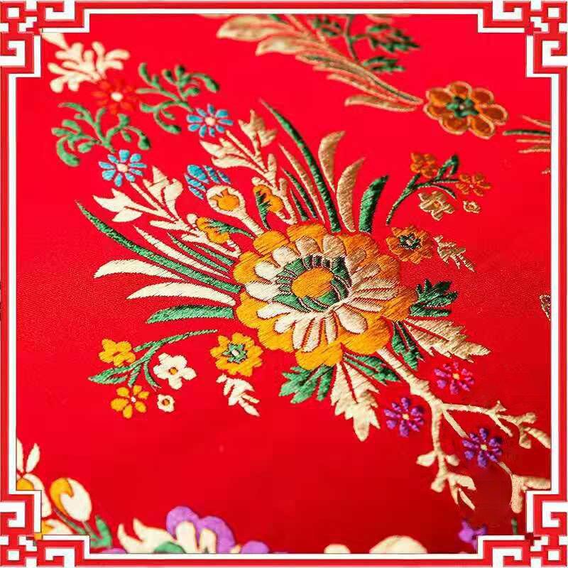 Brocade jacquard flower-pattern damask fabrics for silk satin