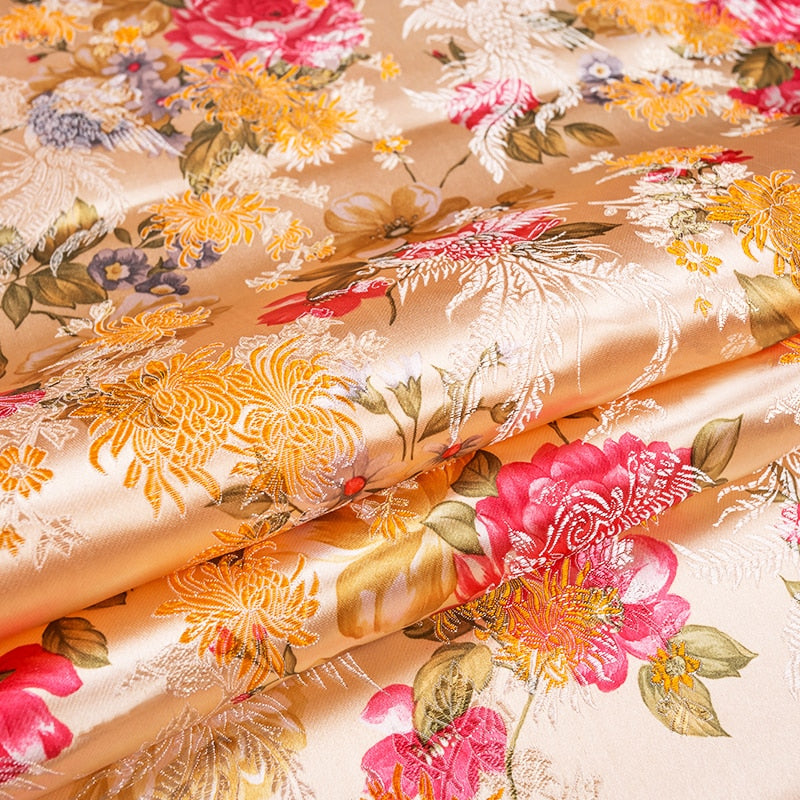 Flower Pattern Satin Fabrics Brocade Jacquard