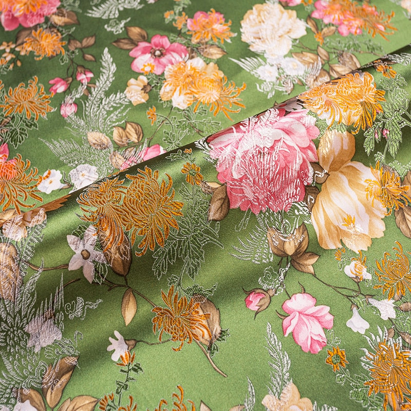 Flower Pattern Satin Fabrics Brocade Jacquard