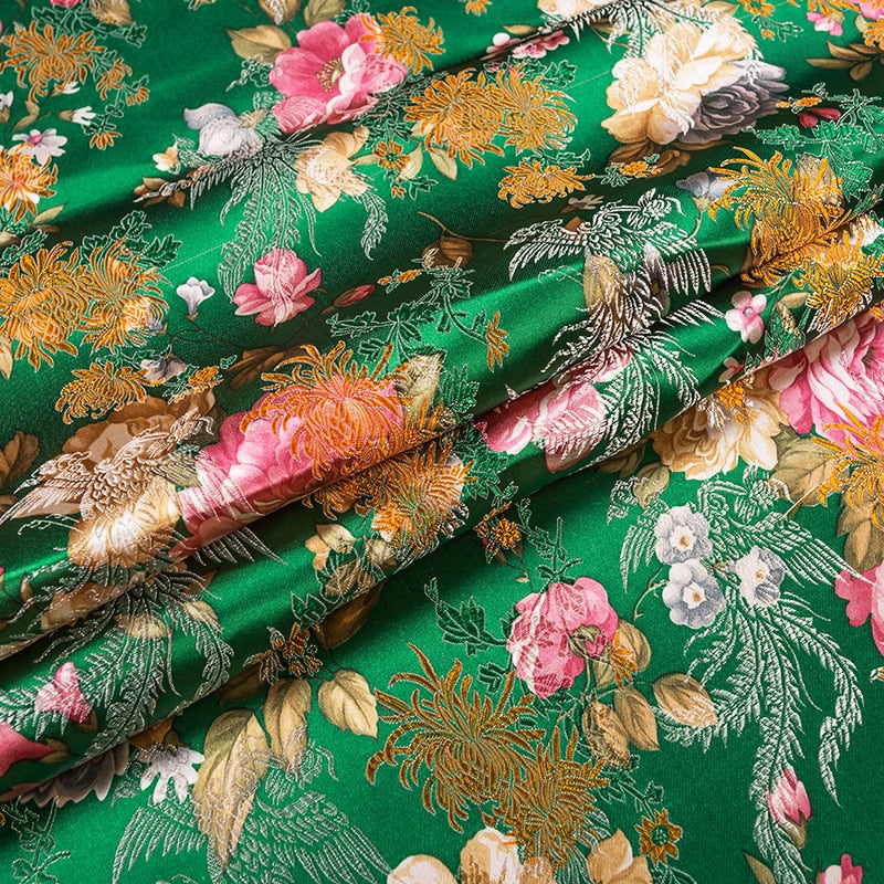 Flower Pattern Satin Fabrics Brocade Jacquard