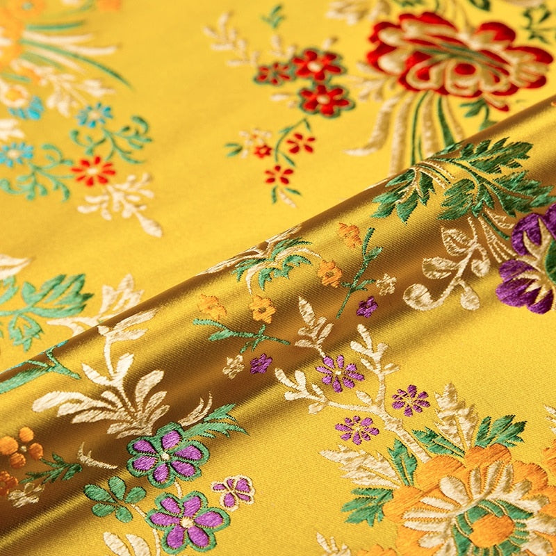 Brocade jacquard flower-pattern damask fabrics for silk satin