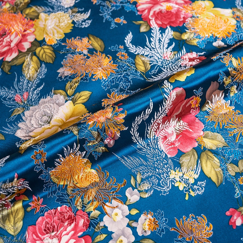 Flower Pattern Satin Fabrics Brocade Jacquard